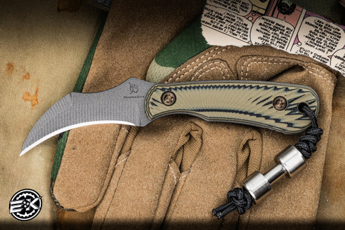 RMJ Tactical "Gym Rat" Fixed Blade Knife Dirty Olive G10 2.4" Nitro-V Tungsten Cerakote