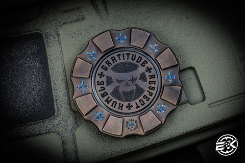 HiTex Gear Steel Flame Humble Gratitude Respect COTMC Poker Chip Anodized Titanium