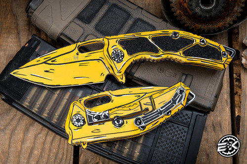Heretic Knives Medusa Manual Folding Knife Cell-Shaded Yellow 3" MagnaCut Tanto Yellow H009-CS-YW