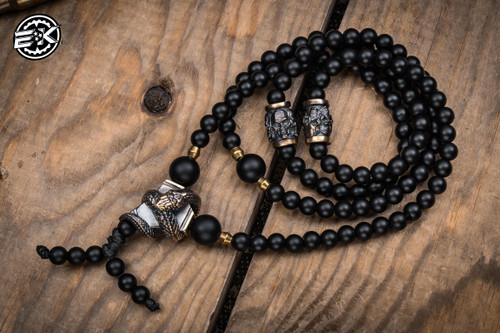 Bastinelli Knives Custom Mala Necklace 16" Bronze Snake Bead Crypt Tube