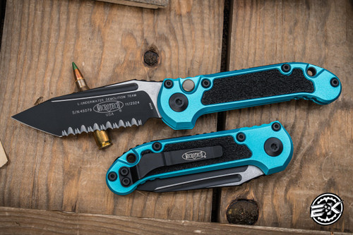 Microtech LUDT Gen III Automatic Folding Knife Turquoise 3.4" M390 Tanto Black Serrated 1136-3TQ
