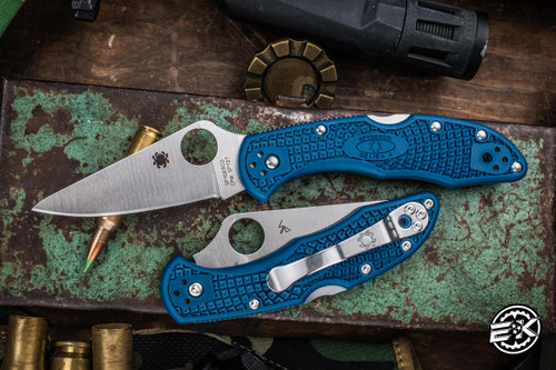 Spyderco Delica 4 Folder Knife Cobalt Blue FRN 2.9" Plainedge Satin  C11PCBL