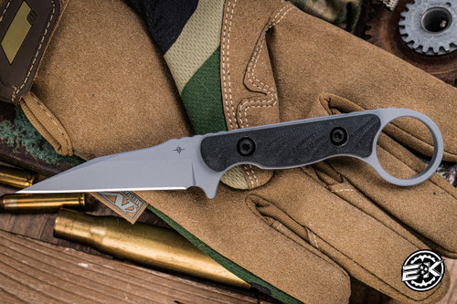 Toor Knives Jank Shank W Fixed Blade Knife Black G10 3" Phantom Gray Wharncliffe