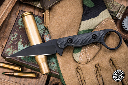 Toor Knives Jank Shank W Fixed Blade Knife Black G10 3" Socom Black Wharncliffe
