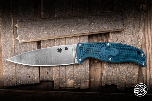 Spyderco Enuff 2 Fixed Blade Knife Blue FRN 3.95" K390 Drop Point Satin FB31PBL2K390