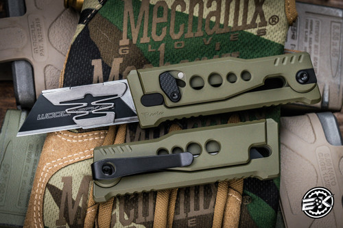 EXO-U V2 OTF Gravity Knife OD Green Speedhole Aluminum 2.3" Utility Blade
