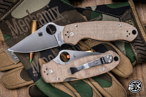 Spyderco Para 3 Folding Knife Brown Micarta 3" Cruwear Satin C223MPCW