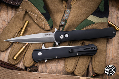 Pro-Tech Large Don Automatic Folding Knife Black with Mother of Pearl 4.5" Spear Point Satin
