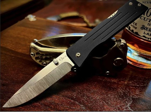 Medford 1881 Knife Works Route 66 Folding Knife Black G10 3.25" S45VN Tumbled Drop Point