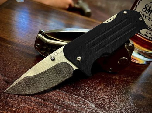 Medford 1881 Knife Works Broadway Folding Knife Black G10 2.85" S45VN Tumbled Drop Point