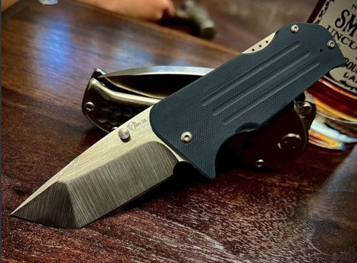 Medford 1881 Knife Works Broadway Folding Knife Denim Blue G10 2.85" S45VN Tumbled Tanto