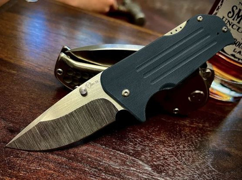 Medford 1881 Knife Works Broadway Folding Knife Denim Blue G10 2.85" S45VN Tumbled Drop Point