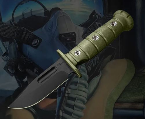 Medford 1881 Knife Works Luke Airman Fixed Blade Knife OD Green G10 4.9" Black