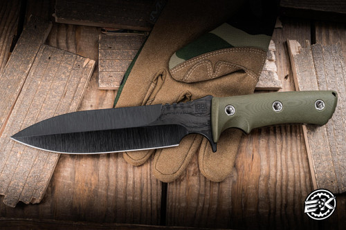 Medford 1881 Knife Works Jungle Figther Fixed Blade Knife OD Green G10 5.8" Black
