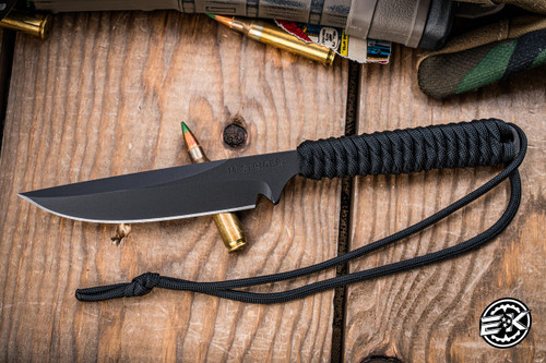 Mick Strider Knives WP Fixed Blade Knife Black Cord Wrap 4" MagnaCut Drop Point Black