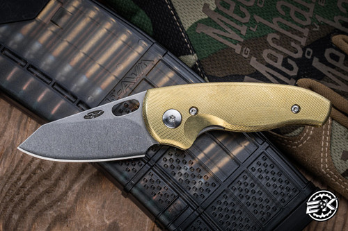 Three Rivers Manufacturing NERD Folding Knife Brass 2.2" MagnaCut Stonewash