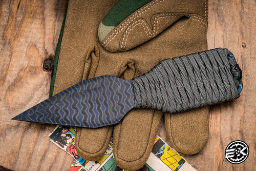 Mick Strider Knives Push Nail Fixed Blade Gray Cord Flame Striped