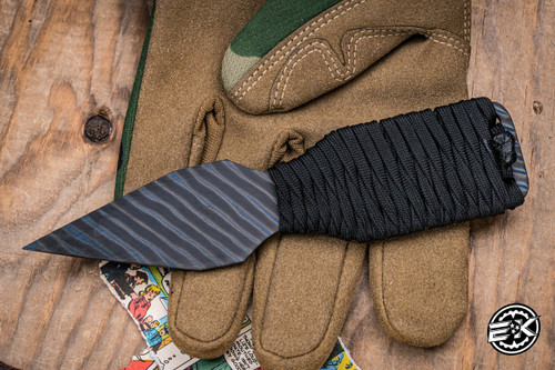 Mick Strider Knives Push Nail Fixed Blade Black Cord Dagger Flame Striped