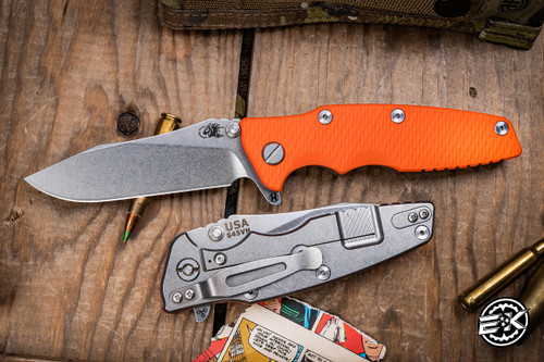 Hinderer Knives Eklipse 3.5" Slicer Hollow Ground -Orange G10, Stonewash Titanium