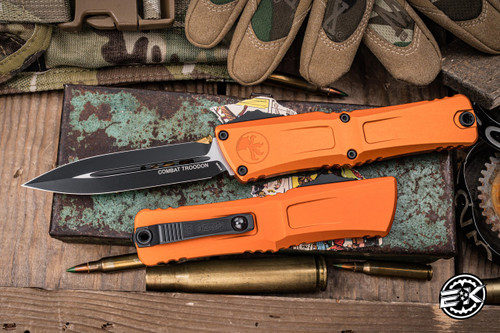 Microtech Combat Troodon Gen III OTF Automatic Knife Orange Aluminum 4" M390 Dagger Black 1142-1OR
