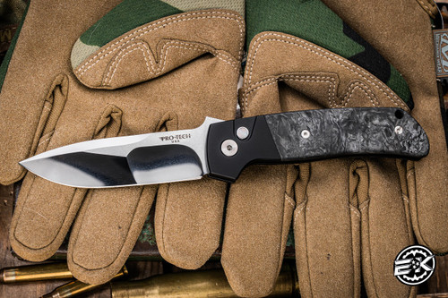 Pro-Tech Terzuola 2024 ATCF Automatic Knife Black Fat Carbon Inlay Mike Irie 3.5" 154CM Satin