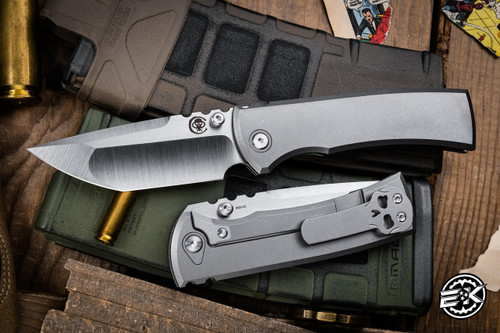 Chaves Knives Redencion 229 Integral Frame Lock Folding Knife Titanium 3.75" M390 Tanto Belt Satin