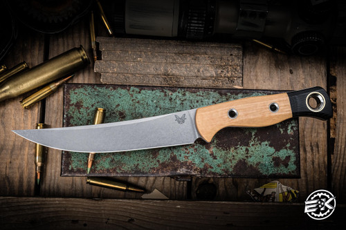 Benchmade Meatcrafter Kitchen Cutlery Fixed Blade Knife Maple Valley Richlite/Black G10 6.14" 154 Trailing Point Stonewash 4050-02