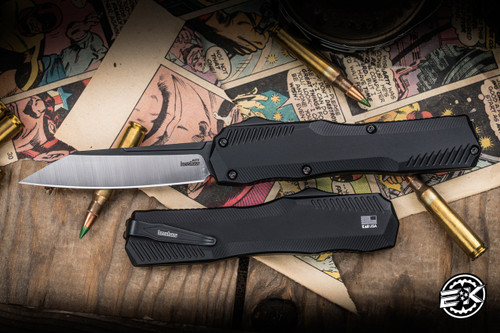 Kershaw Livewire OTF Automatic Knife Black Aluminum 3.36" MagnaCut Reverse Tanto Satin 9000R