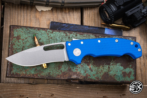Demko Knives MGAD20S Folding Knife Blue G10 3.75" Kopis Stonewash