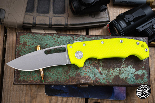 Demko Knives MGAD20 Folding Knife DayGlow G10 3.75" Kopis Stonewash