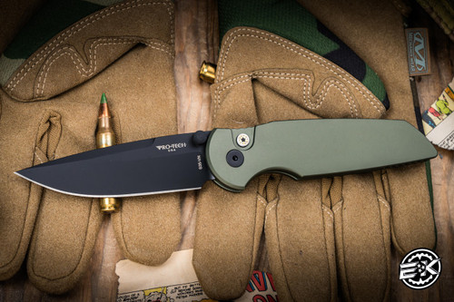 Protech TR-3 Integrity Automatic Knife OD Green Aluminum 3.5" S35VN Drop Point DLC (Texas Blade Show Special)