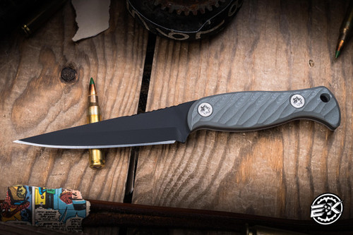 Half Face Blades Congressman Fixed Blade Knife Charcoal Grey G10 3.8" S45VN Black Cerakote