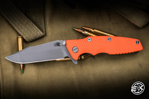 Rick Hinderer Knives Eklipse Folding Knife Tri-Way Orange G10 3.5″ Harpoon Spanto Battle Blue