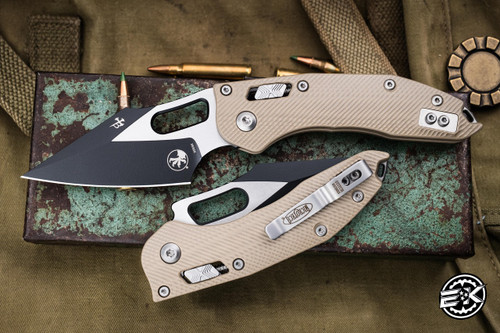 Microtech Stitch Ram-LOK Manual Folder Tan Fluted G10 3.75" Black 169RL-1FLGTTA