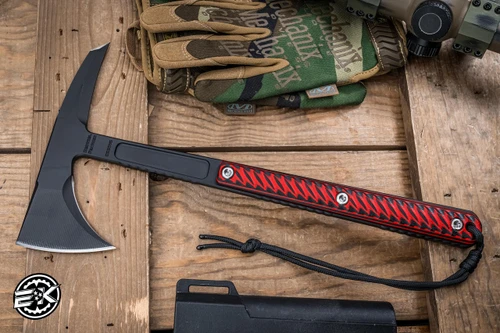 *Ekclusive* RMJ Tactical Kestrel Feather Tomahawk Black Widow G10 13" 80CRV2 Graphite Black