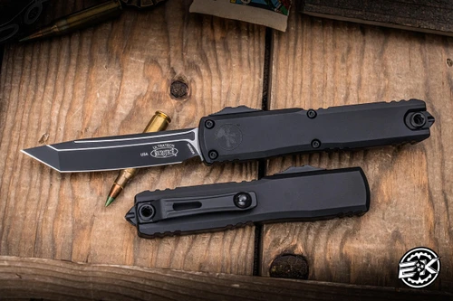 Microtech Ultratech Gen III ZBP OTF Automatic Knife BlackTactical Aluminum 3.5" M390 Tanto Black 1123-1T