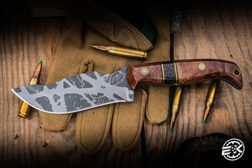 Half Face Blades OG Skinner Fixed Blade Knife Redwood Black G10 4" Black Copper Web