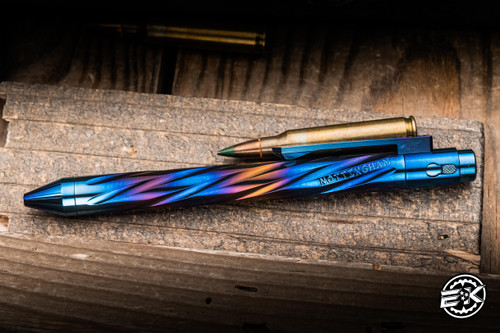 Nottingham Tactical TiButton Exotic Pen Full Spiral Flute Blue OilSlick Zirconium 5" Parker RHSL