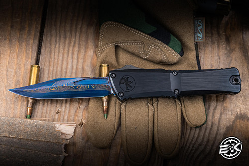 Microtech Marfione Select Combat Troodon Gen III OTF Automatic 4" Bowie Blued Baker Forge CopperMai Damascus 1146-16MS3