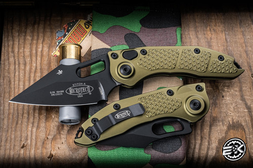 Microtech Stitch Automatic Folding Knife OD Green 3.75" M390 Black 169-1OD