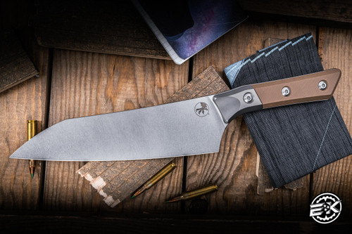 Microtech Chef Kitchen Knife Coyote Tan G10 8" M390 Stonewash 3000B-10CE