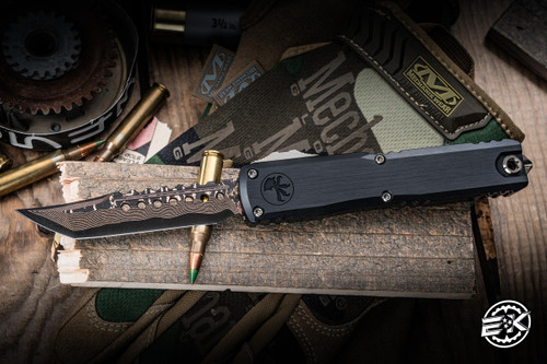 Microtech Hellhound Marfione Select Ultratech Gen III ZBP OTF Automatic Knife 3.5" Baker Forge CopperMai Damascus 1119-16MS1-1