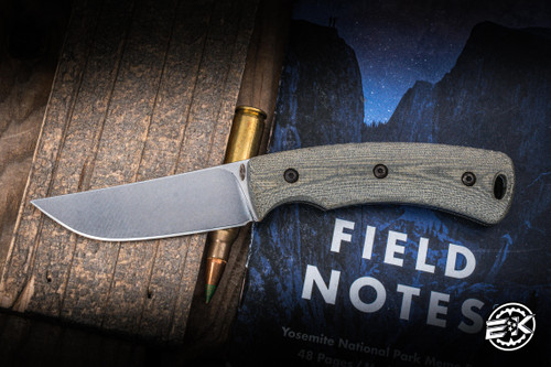 Three Rivers Manufacturing TRM TAGALONG Fixed Blade Knife OD Green Micarta 2.4" MagnaCut Stonewash