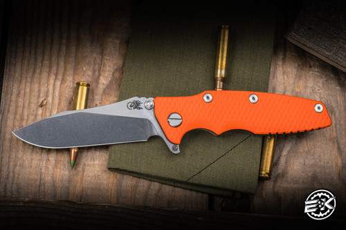 Rick Hinderer Knives Eklipse Folding Knife Skinny Slicer Tri-Way Orange G10 3.5″ Stonewash Bronze