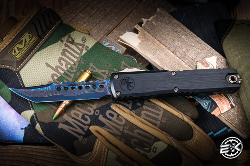 Microtech Marfione Select Ultratech Gen III ZBP OTF 3.5" Hellhound Blued Baker Forge CopperMai Damascus 1119-16MS2-3