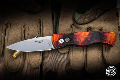 Preowned-ProTech TR-2 Tactical Response Automatic Knife Del Fuego 3" Stonewash MagnaCut