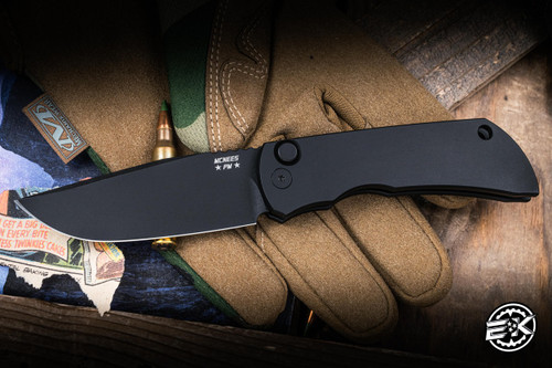 Preowned-Mcnees Knives PM Mac 2 Automac Black Aluminum 3.25" Magnacut Black Custom Clip