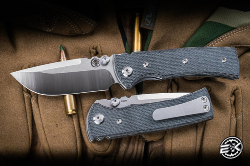 Chaves Knives Street Redencion Folding Knife Black Micarta 3.25" M390 Drop Point Elmax Belt Finish