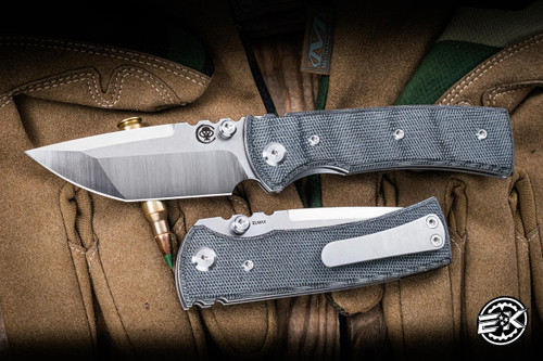 Chaves Knives Street Redencion Folding Knife Black Micarta 3.25" M390 Tanto Elmax Belt Satin