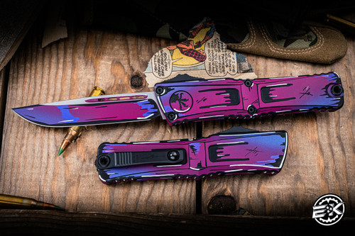 Microtech Combat Troodon Gen III OTF Automatic Knife Cell-Shaded Purple Comic Strip 4" Drop Point Black 1143-1PUCOMICS